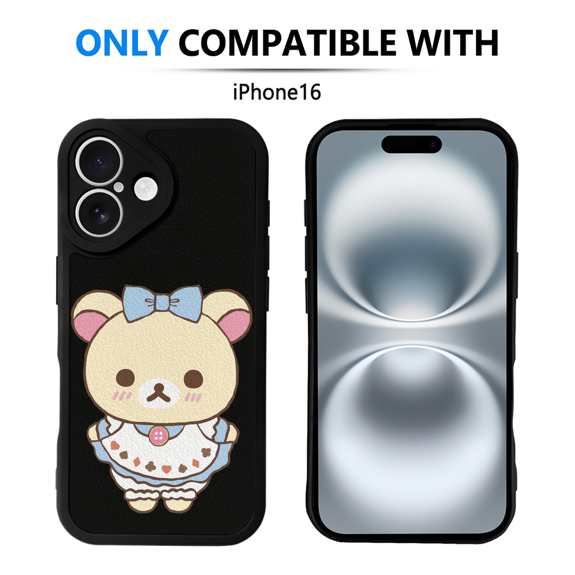 （画像用） リラックマ リラックマ キイロイトリ Rilakkuma Korilakkuma Kiiroitori 【iPhone 16シリーズ対応】シリコンスマホケース（レザー調） 材質：シリコン
